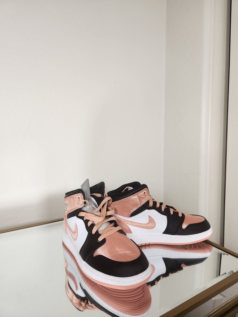 Jordan Girls High-Top Sneakers - Rose Gold / Black / White
